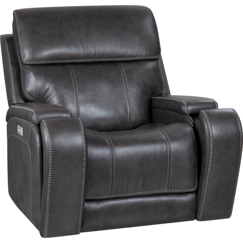 Glenwood Lay Flat Power Recliner w/ Power Head Rest & Lumbar in Steel Gray Top Grain Leather